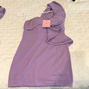 Hello Molly Lavender One-Shoulder Dress Size 6
